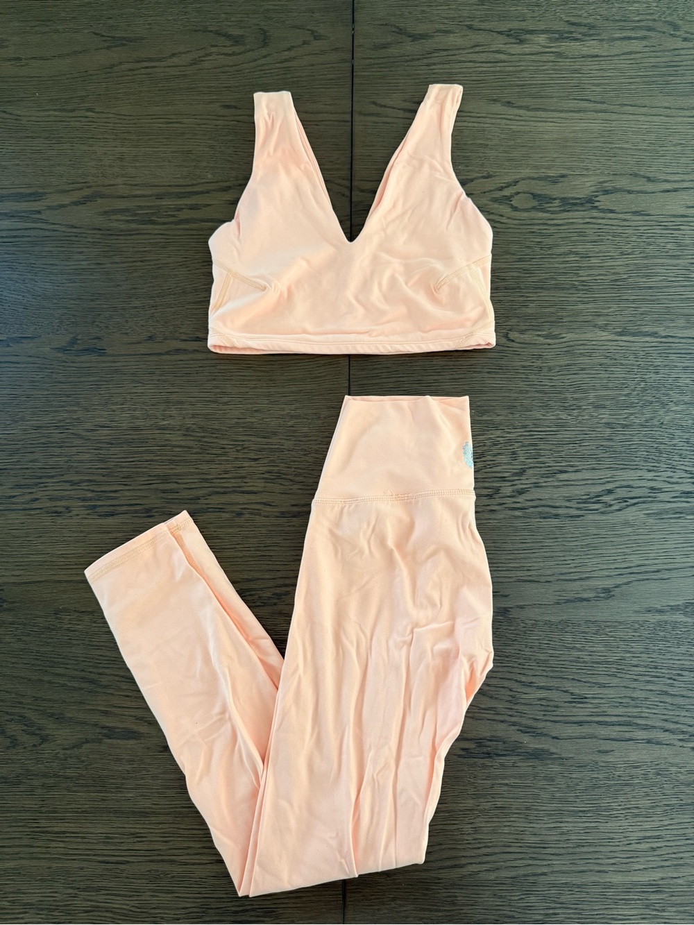 FP Movement Never Better Set - V-Neck Bralette & High-Waist Leggings in Melon